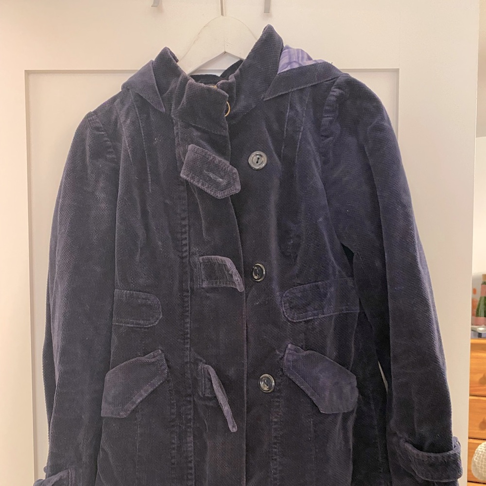 Anthropologie Idra Navy Blue Waffle Corduroy Coat
